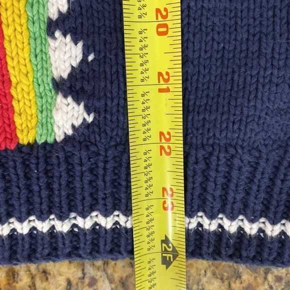 Head 100% cotton V-neck geo print colorful knit pullover sweater size 8 - Picture 9 of 9